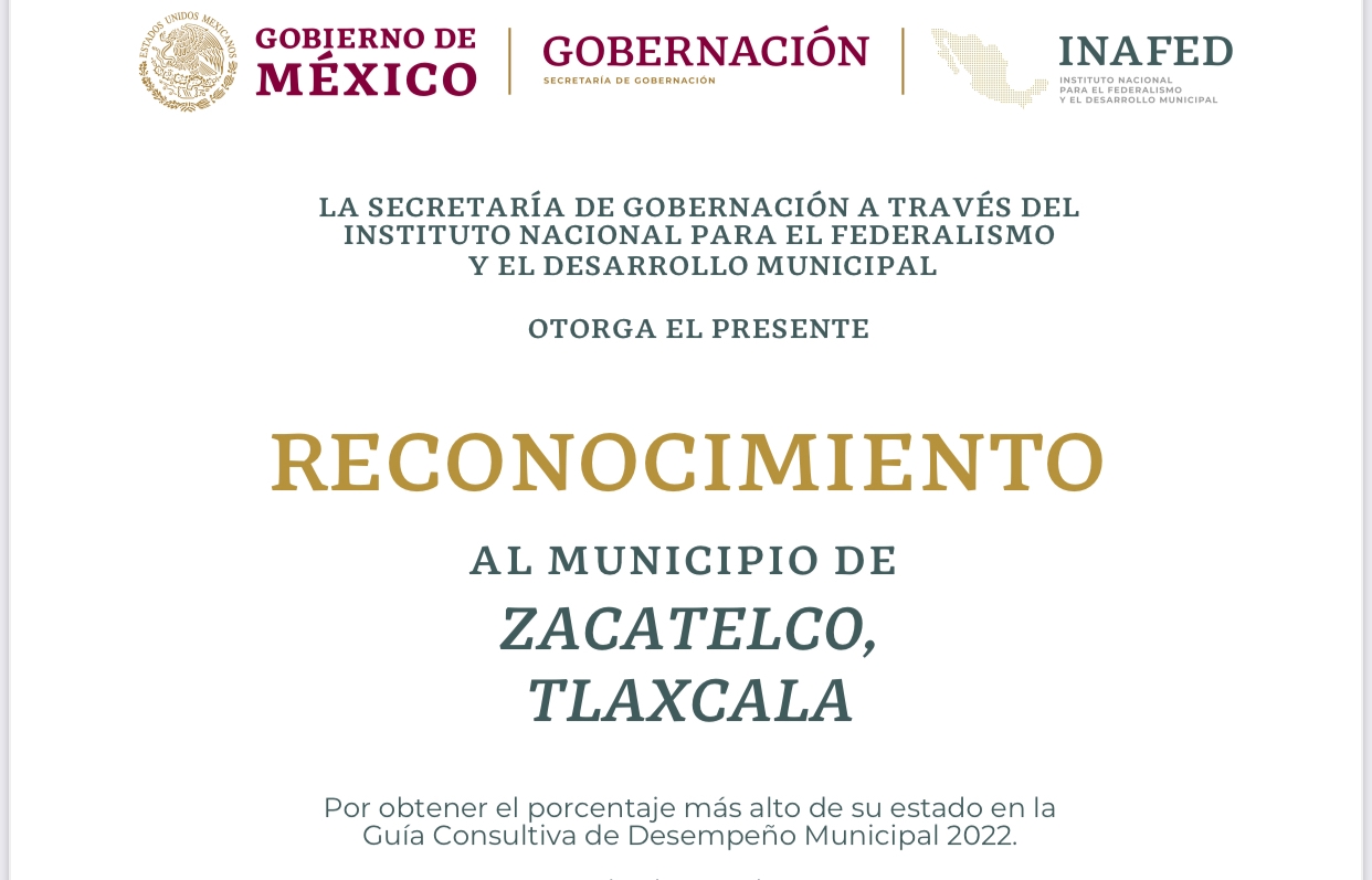 Zacatelco es referente estatal. El Inafed otorga reconocimiento al gobierno que encabeza Hildeberto Pérez